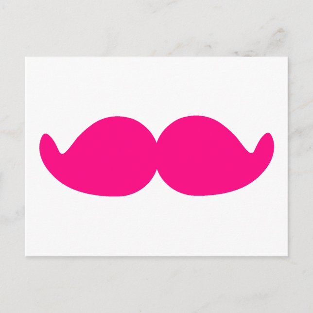 Pink Mustache Pink Moustache Bushy Hot Pink Stache Postcard (Front)
