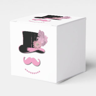 Pink Mustache Top Hat Favor Boxes