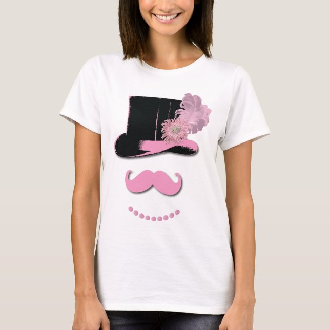 Pink mustache, top hat, feathers, and flower (Front)