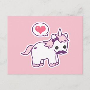 Pink Mustache Unicorn Birthday Party Invitations