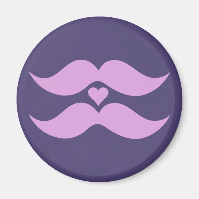 Pink Mustaches custom button Magnet (Front)