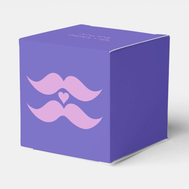 Pink Mustaches custom favor boxes (Back Side)