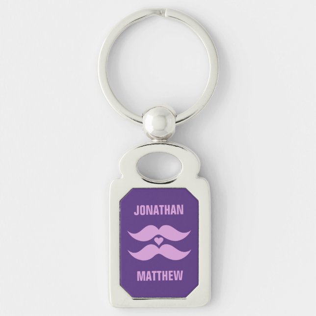 Pink Mustaches custom key chain (Front)