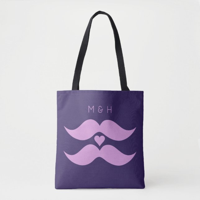Pink Mustaches custom monogram bags (Front)