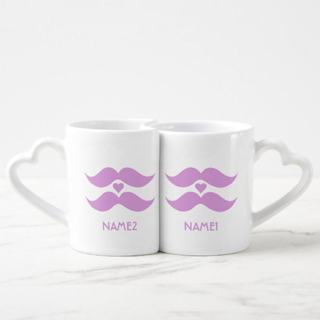 Pink Mustaches custom mugs (Back Nesting)