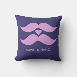 Pink Mustaches custom throw pillow