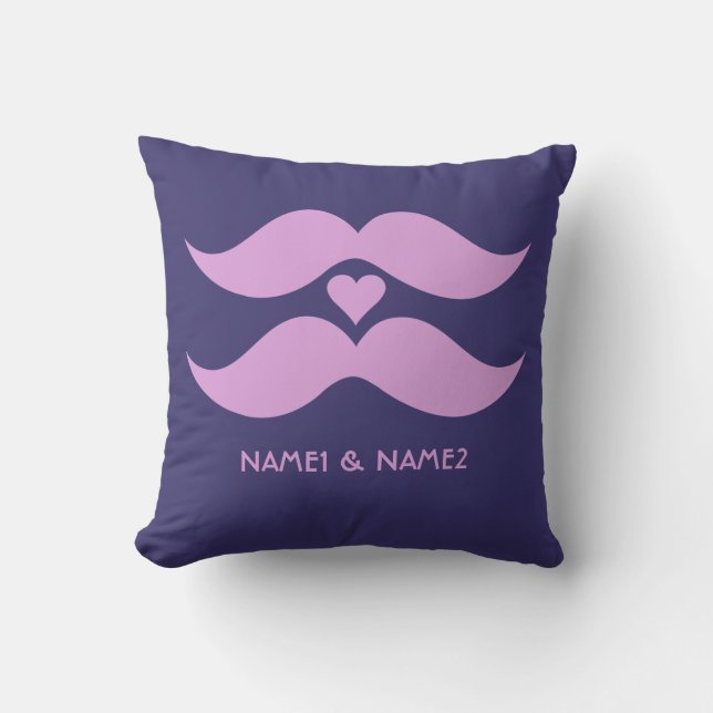 Pink Mustaches custom throw pillow (Front)