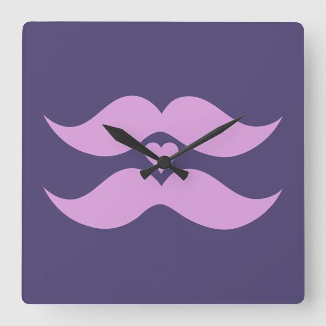 Pink Mustaches custom wall clock (Front)