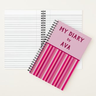 Pink My Diary by Me Striped Journal