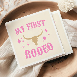 Pink My First Rodeo Cowgirl 1st First Birthday Napkins