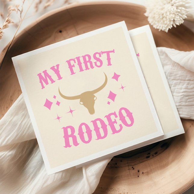 Pink My First Rodeo Cowgirl 1st First Birthday Napkins (Creator Uploaded)