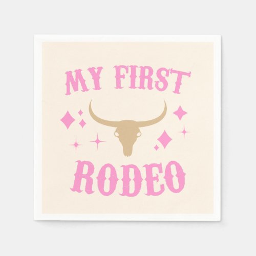 Pink My First Rodeo Cowgirl 1st First Birthday Napkins