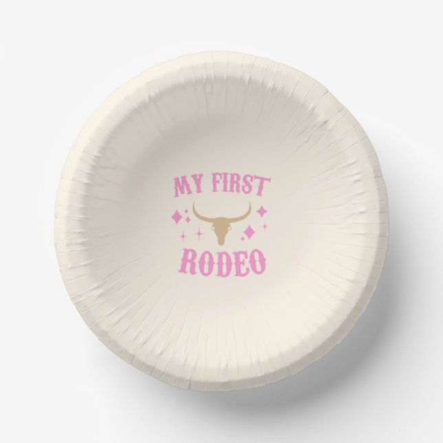 Pink My First Rodeo Cowgirl 1st First Birthday Paper Bowls (Front)