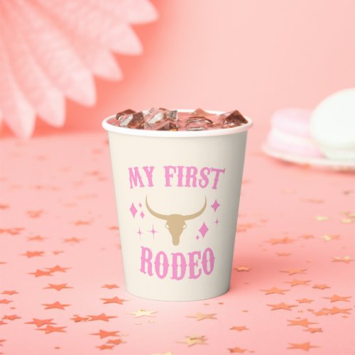Pink My First Rodeo Cowgirl 1st First Birthday Paper Cups