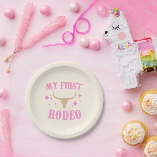Pink My First Rodeo Cowgirl 1st First Birthday  Paper Plates