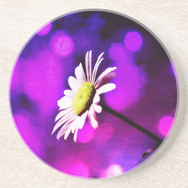 Pink N Amethyst Daisy Drink Coaster (Front)