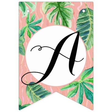 Pink n Black Bridal Shower Flamingo Leaf Striped Bunting Flags Pink n Black Bridal Shower Flamingo Leaf Striped Bunting Flags
