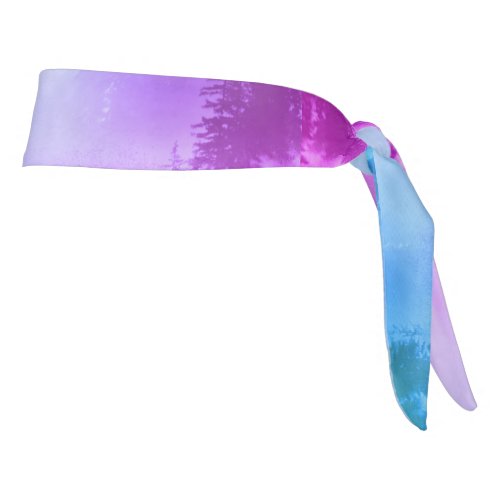 Pink N Blue mountain lake reflection Tie Headband