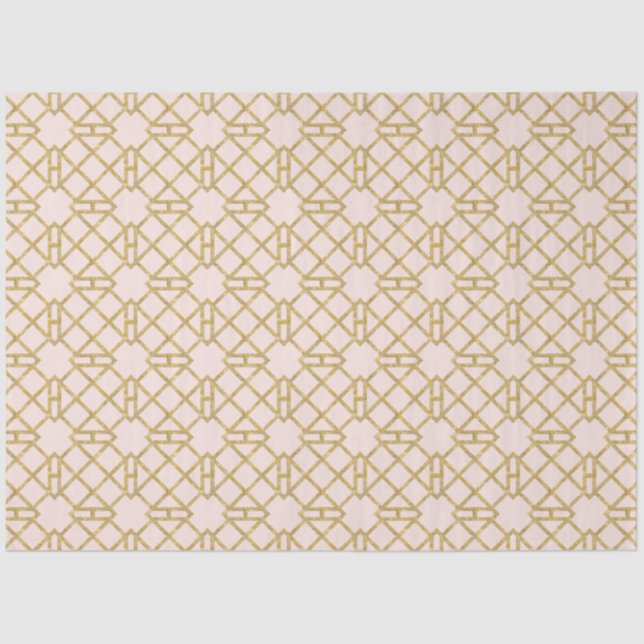 Pink n Gold Art Deco Chinese Chippendale Decoupage Tissue Paper (Front)