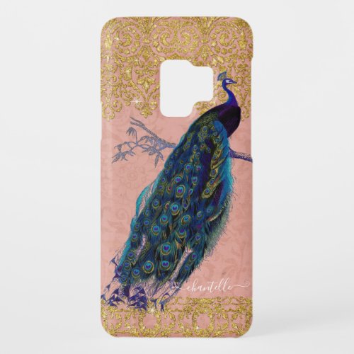 Pink n Gold Girly Peacock Elegant Lace Glam Case_Mate Samsung Galaxy S9 Case