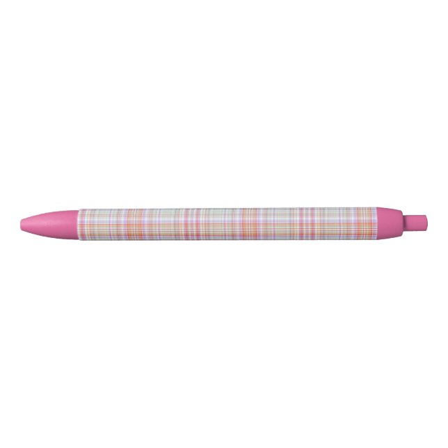 Pink 'n Green Elegant Geometric Plaid Simple Pen (Front)