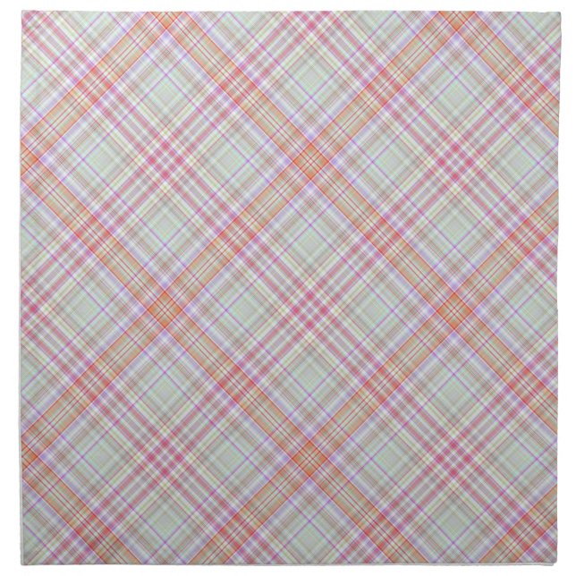 Pink 'n Green Fun Elegant Geometric Plaid Cloth Napkin (Front)