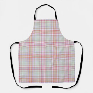 Pink 'n Green Geometric Plaid All-Over Print Apron