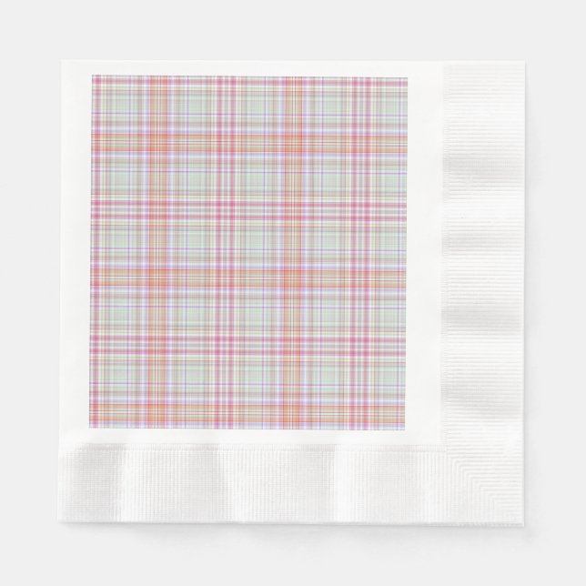 Pink 'n Green Geometric Plaid Napkins (Front)