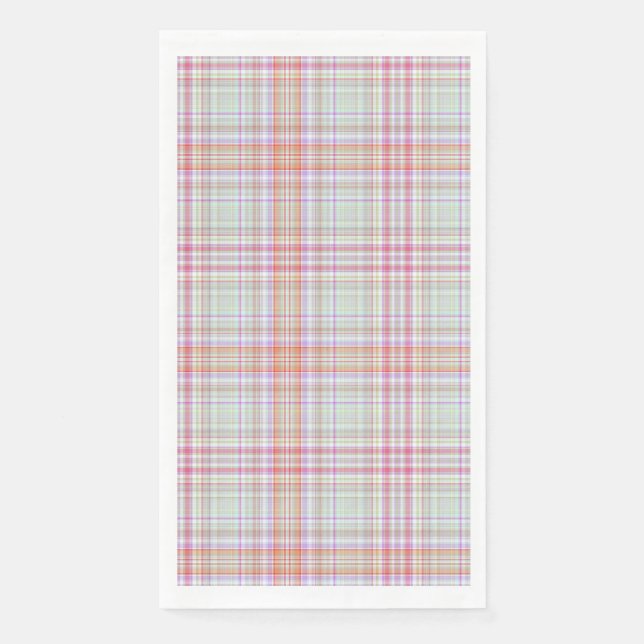 Pink 'n Green Geometric Plaid Paper Guest Towels (Front)