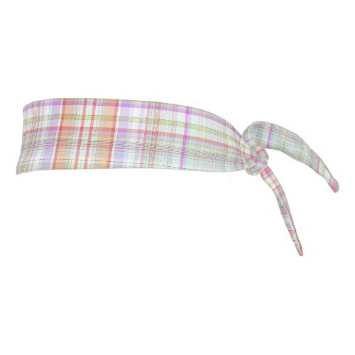 Pink n Green Geometric Plaid Tie Headband