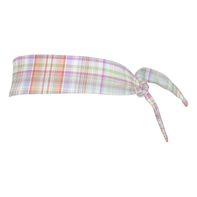 Pink 'n Green Geometric Plaid Tie Headband (Rotate 90)