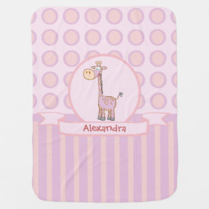 Pink-n-Orange Giraffe Stroller Blanket