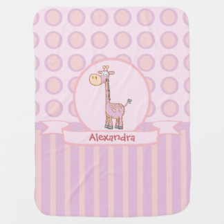 Pink-n-Orange Giraffe Stroller Blanket