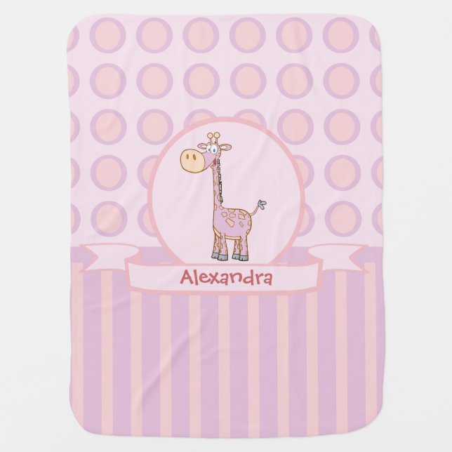 Pink-n-Orange Giraffe Stroller Blanket (Front)