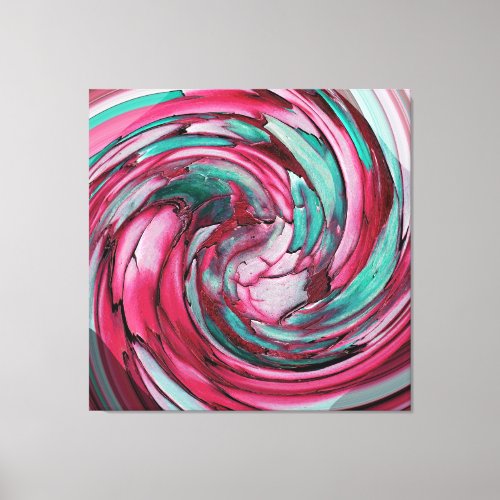 Pink N Teal Abstract  Dolphin vs Eagle Canvas