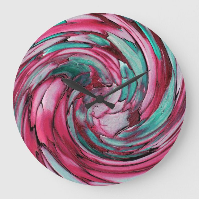 Pink N Teal Dolphin vs Eagle Abstract Wall Clock (Front)