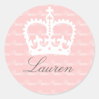 Pink-n-White Princess Classic Round Sticker