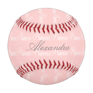 Pink-n-White Princess Custom Name Baseball