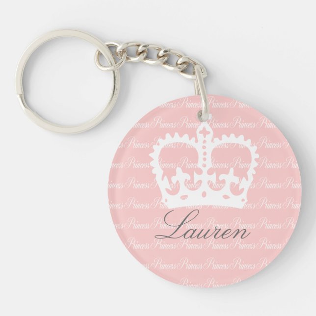 Pink-n-White Princess Keychain (Front)