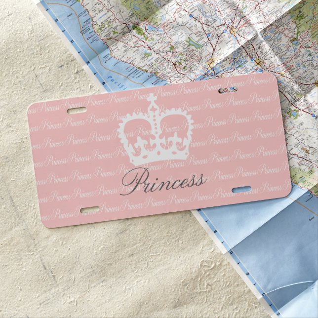 Pink-n-White Princess License Plate (In Situ)