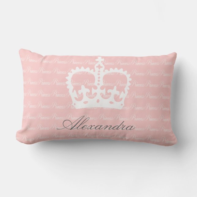 Pink-n-White Princess Lumbar Pillow (Front)