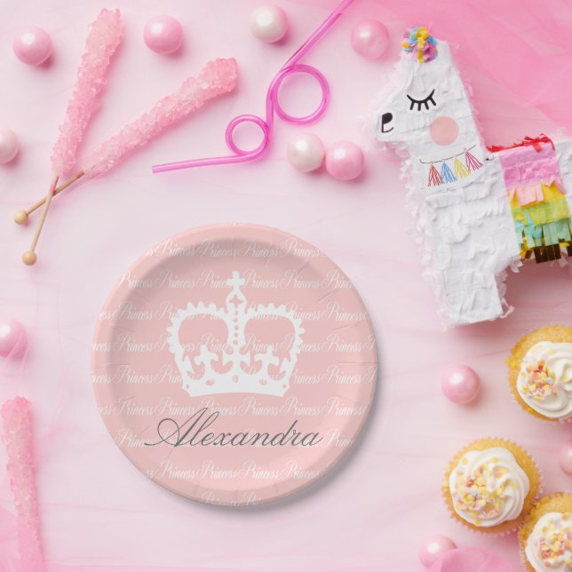 Pink-n-White Princess Paper Plates (Party)