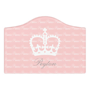 Pink-n-White Princess Personalized Door Sign