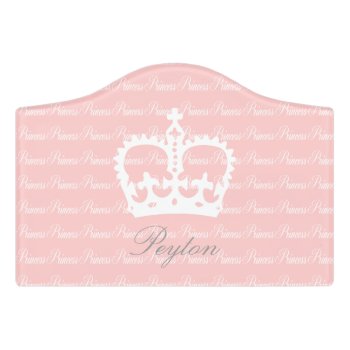 Pink-n-white Princess Personalized Door Sign by PawsitiveDesigns at Zazzle
