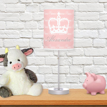 Pink-n-white Princess Table Lamp by PawsitiveDesigns at Zazzle