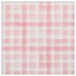 Pink n White Watercolor Gingham Checkered Pattern Fabric