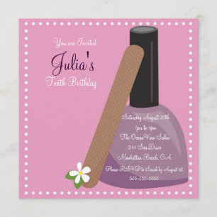 Pink Nail Polish Birthday Invite