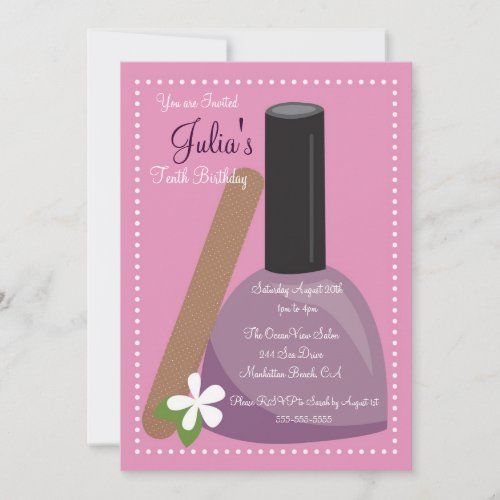 Pink Nail Polish Birthday Invite