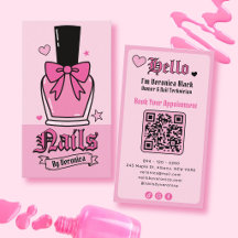 Pink Nail Polish Bottle Bow Nail Salon QR Code