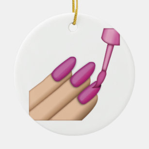 Pink Nail Polish - Emoji Ceramic Ornament